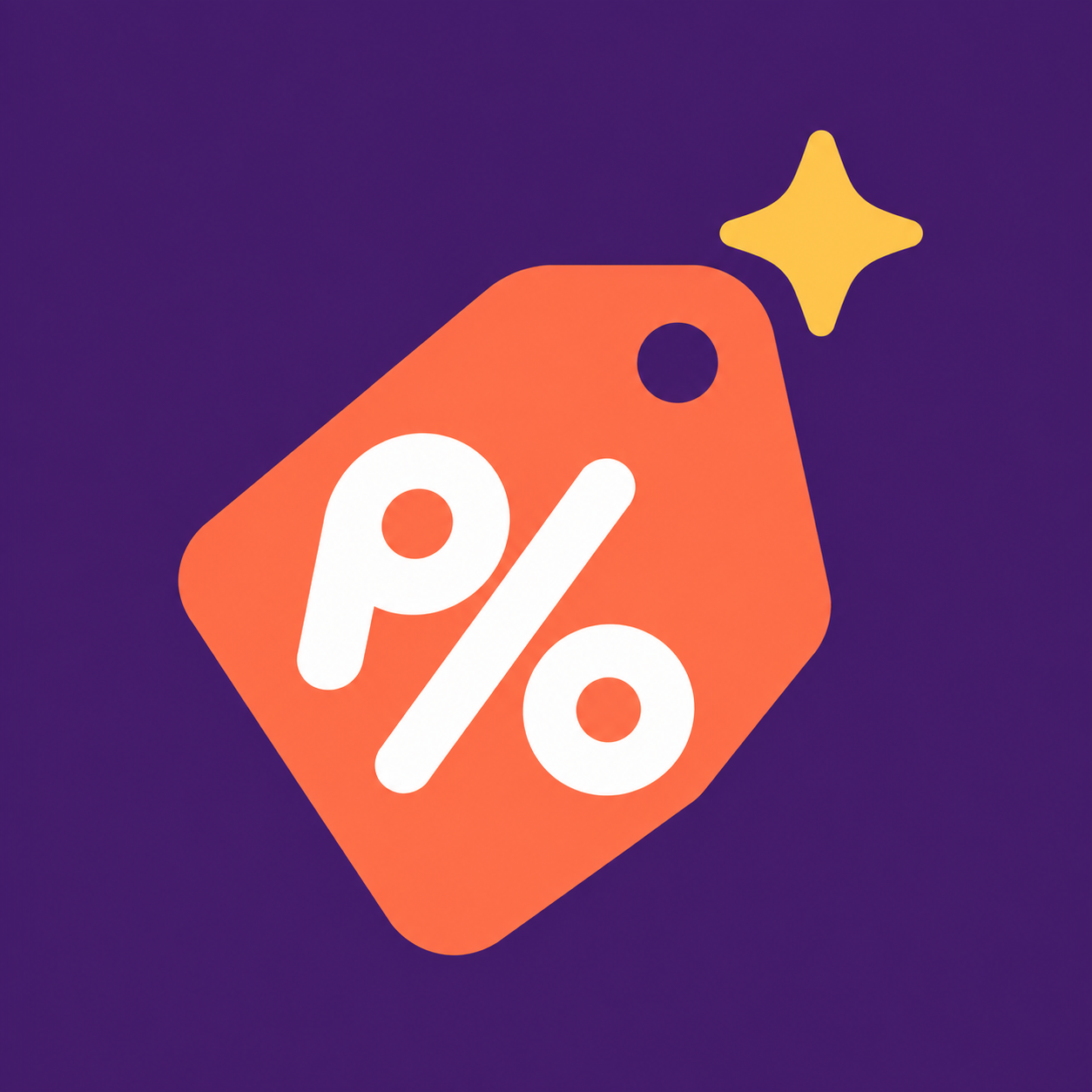 Perqiva’s coral price-tag logo with a white P and percent symbol and a golden sparkle